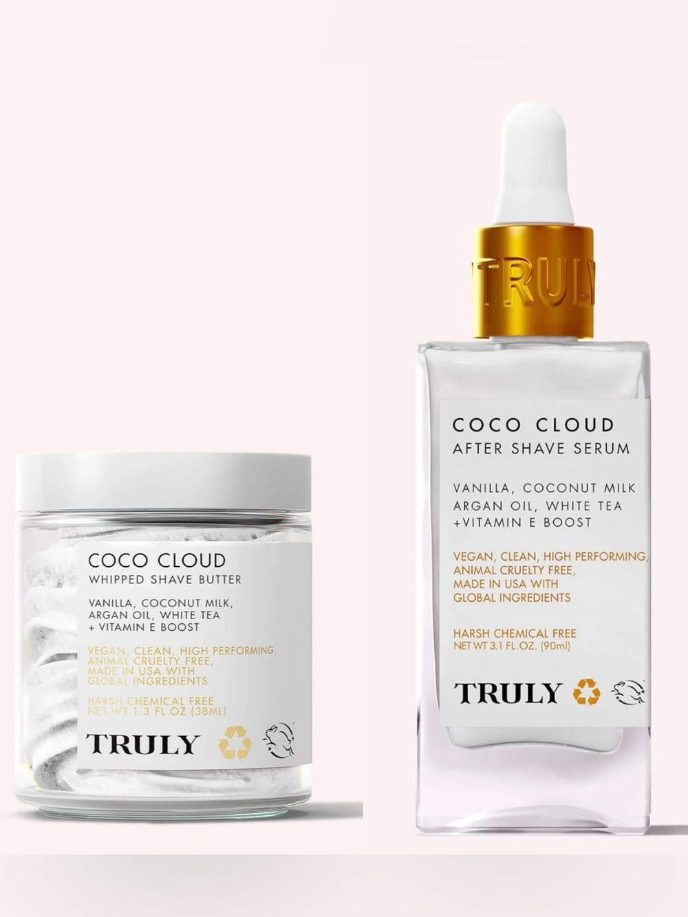 TRULY BEAUTY COCO CLOUD WHIPPED SHAVE BUTTER & AFTER SHAVE SERUM 2 Piece SET NEW